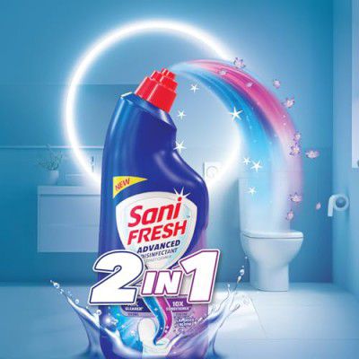 DABUR Sanifresh - 1L | 1 Bottle - 2 Liquids | Toilet Cleaner + Conditioner