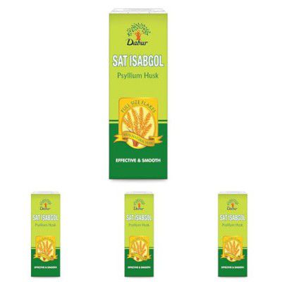 DABUR Sat Isabgol (Psyllium Husk) - 45G| Rich In Fiber | Provides Effective Relief From Constipation & Bloating | Promotes Bowel Health | Non Habit Forming | 100% Ayurvedic, Flake (Pack of 4)