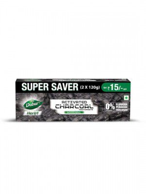 Dabur Set of 2 Herb'l Activated Charcoal Fluoride-Free Toothpaste - 120g each