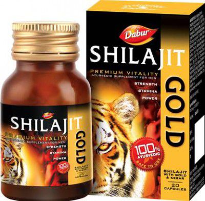 Dabur Shilajit Gold | Premium Vitality | Ayurvedic Supplement for Men | 20 Capsules  (20 Capsules)