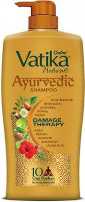 DABUR VATIKA Ayurvedic Shampoo, Damage Therapy with 10 natural herbs  (1 L)
