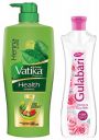 Dabur Vatika Health Shampoo, with Henna & Amla for Problem Free Hair - 640ml & Dabur Gulabari Premium Rose Water – Natural, 400 ml...