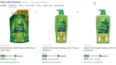 Flipkart : Upto 70% OFF - Dabur Vatika Shampoo