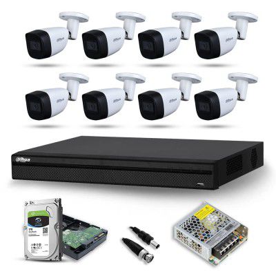 DAHUA Full Color Night Vision HD CCTV Security Camera with Installation Combo Set 2MP (8BULLET)