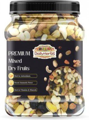 DAILYHERBS Mix Dry Fruits [Almonds, Cashews, Walnut, Green & Black Raisins, Kiwi, Apricot] (500 g)