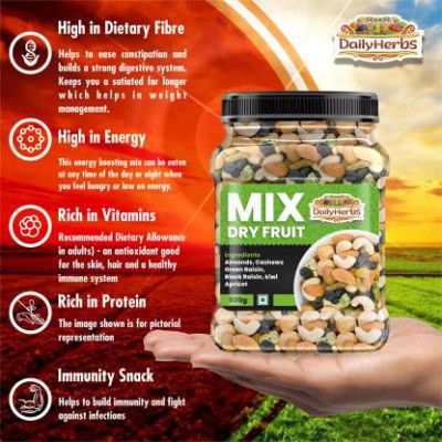 DAILYHERBS Mixed Dry fruits Almonds, Cashews, Raisins, Apricots, Kiwi - (500 g)