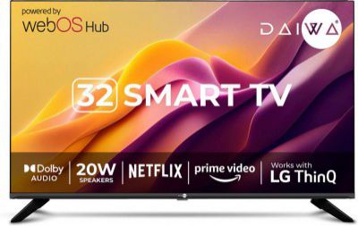 Daiwa 80 cm (32 inch) HD Ready LED Smart WebOS TV 2024 Edition with Bezelless design, LG ThinQ and Dolby Audio  (D32H3WOS)