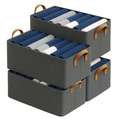 DALUCI 4 Pcs Wardrobe Organizer for Clothes – Foldable Fabric Storage Box with Metal Frame