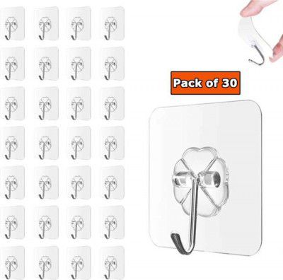 DALUCI Strong Adhesive Hook Wall , Door Sticky ,Hanger Holder for Kitchen Bathroom Hook 30  (Pack of 30)