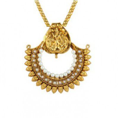 Dancing Girl Bridal Dulhan White Metal Alloy Pendant with Chain 