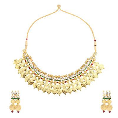 Dancing Girl Maroon Red Green Jewellery Sets Metal Kundans Dulhan Pendant Earrings Traditional Wedding