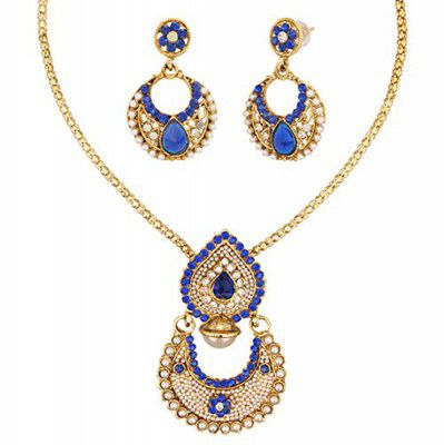 Dancing Girl Necklace Set Metal Jewellery Set and Earrings for Women Girls Traditional Mayil Kundhan Kundan Jwellery