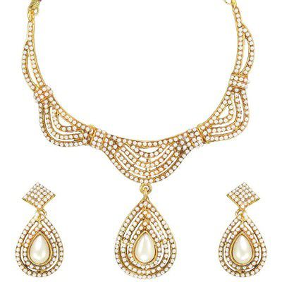 Dancing Girl Wedding White Metal Alloy Jewellery Set with Necklace and Earring for Women