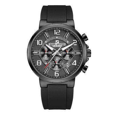 Daniel Hechter Paris Beaubourg Collection Multifunctional Watch for Men with Textured Round Dial and Silicon Strap-DHM1009
