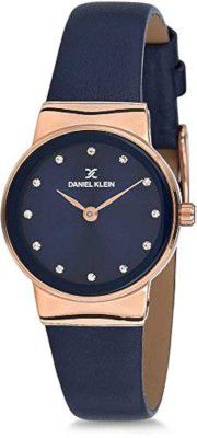 Daniel Klein Analog Blue Dial Women's Leather Watch-Dk11675-7