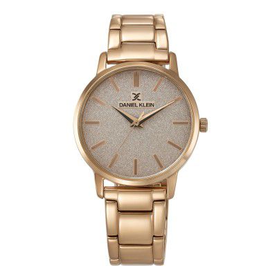 Daniel Klein Analog Glitter Rose Gold Round Dial Water-Resistant Wrist Watch for Women Girls, Ladies - DK11800-4