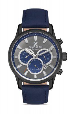 DANIEL KLEIN Analog Gun Black Dark Blue Dial Mens Watch-DK.1.13137-6