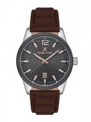 Daniel Klein Men Embellished Dial & Leather Straps Analogue Watch DK.1.13667-3