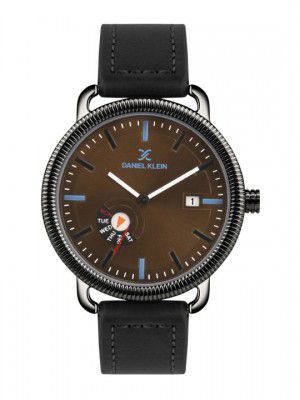 Daniel Klein Men Printed Dial & Leather Bracelet Style Straps Analogue Watch DK.1.14023-2