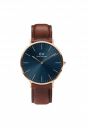 Daniel Wellington Leather Classic 40 St Mawes Blue Dial Men Analogue Watch, Brown Band...