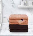 Dark Brown and Peach Anatolia Solid 500 GSM Cotton Face Towels (Set Of 6)...