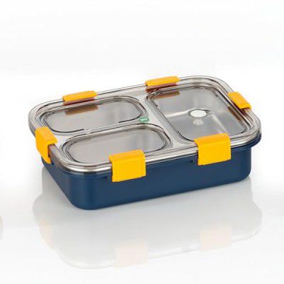 Darkpyro 3 Compartment Steel Lunch Box for Kids and Adults