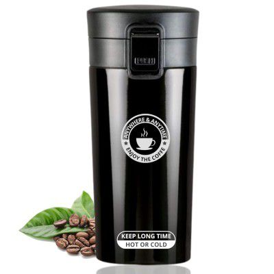 Darkpyro Coffee Mug with Leak Proof Lid,Travel Mug,380ml (Pack of 1) Black