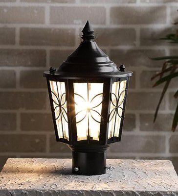 DarkVision Metal and Glass Gate Light for Home Gate Waterproof | Gate Lamps for Main Gate | Outdoor Garden Light | Pillar Gate Lights (GL 522, Pack of 1) Bulb Not Included