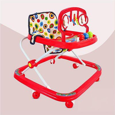 Dash Baby Walker, Kids Activity Rattle Toys with Toybar, Safe & Comfortable Seat, Rotatable Wheel, Foldable Baby Walker 6-18months for Boys & Girls (Red)
