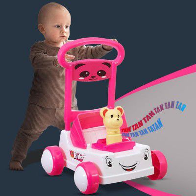 Dash First Step Sit-to-Stand Activity Baby Push Walker with Tan-Tan Music & Sound, Baby Walker Learning Support, Walker for Baby Boy and Girl (Pink, 9-18 Months)