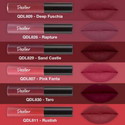 Dazller Lip Colour, Lightweight,Ultra-Intense Matte,SmudgeProof,TransferProof,8-Hrs Stay (Pack of 6 - Nude Mood, 3.6 g)
