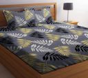 DBRUNO 144 TC Microfiber King Floral Flat Bedsheet  (Pack of 1, Grey)...
