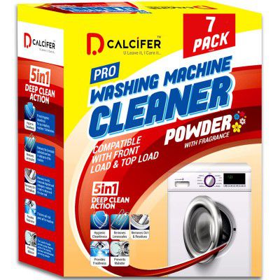 Dcalcifer Descale Appliance Descaler (7 Packs) Powder for Washing machine Cleaner Front & Top Load Descaling Powder for Drum Tub Deep Cleaning 350gm Pack (BUY-200gm - GET-150gm EXTRA)