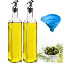 DCloud Hub Oil Dispenser 500 ml Bottle Set of 2 And Funnel Transparent, Pack of 3, Glass...