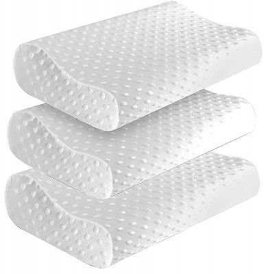DClub Memory Foam Cervical Contour Medical Pillow for Sleeping Orthopedic and Neck Back Pain Relief (20 inch x 12 inch x 4 inch, White)- Pack of 2