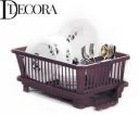 DDecora Dish Drainer Kitchen Rack Plastic 3 in 1 Large Sink Set Drying Washing Basket (BROWN)...