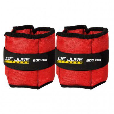 De Jure Fitness Adjustable Ankle & Wrist Weights Pair (0.5KG x 2) for Men & Women | Red– 1KG