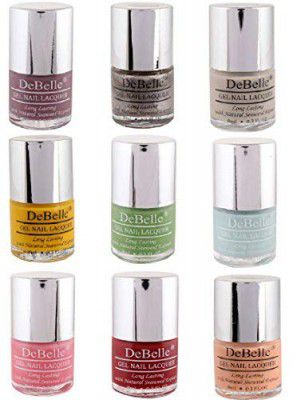 DeBelle Gel Nail Polish Combo Set Of 9 Bright & Unapologetic -Peachy Passion [Peach] Sparkling Dust  