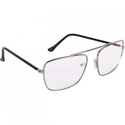 Debonair UV Protected Rectangular Unisex Clear Sunglasses - (Clear Lens Steel-Black Frame Medium Size)