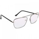 Debonair UV Protected Rectangular Unisex Clear Sunglasses - (Clear Lens Steel-Black Frame Medium Size)...