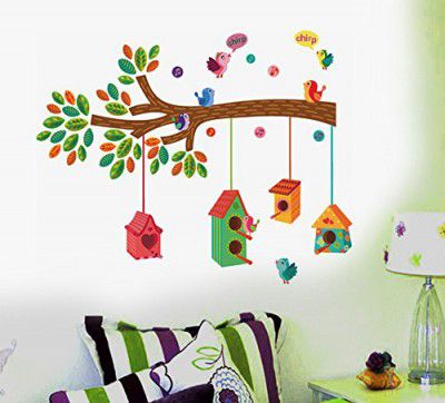 Decals Design  Bird House on a Branch Wall Sticker (70 cm x 25 cm)