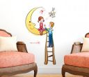 Decals Design Cute Couple in Love Moon Wall Sticker (PVC Vinyl, 50 cm x 70 cm x 1 cm), Multicolour...
