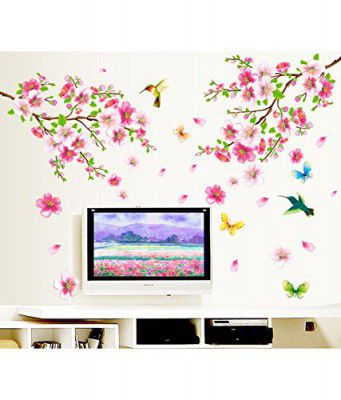 Decals Design Flowers Branch Wall Sticker (PVC Vinyl, 60 cm x 90 cm),Multicolor
