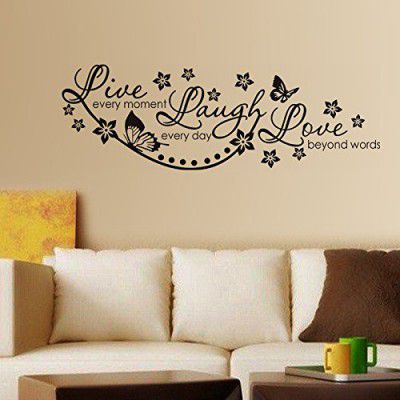 Decals Design Live Laugh and Love Family Wall Sticker (PVC Vinyl, 45 cm x 30 cm, Black)