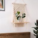 Decazone Macrame Indoor Wall Hanging Shelf Chic Decor Wood Floating Boho Shelves (Small)...