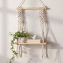 Decazone Macrame Wall Hanging Shelf Wood Floating Shelves...