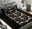 Decent Home 240 TC Cotton Double Floral Fitted (Elastic) Bedsheet  (Pack of 1, Brown)...