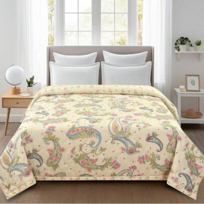 Decent Home Printed Double Comforter for  AC Room&nbsp;(Cotton, Beige)