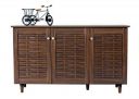 DeckUp Bei 3-Door Engineered Wood Shoe Rack with Wooden Legs (Walnut, Matte Finish), 680 Mm Height...