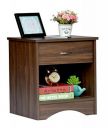 DeckUp Bei Engineered Wood Bed Side Table and End Table with Storage and Drawer (Walnut, Matte Finish)...